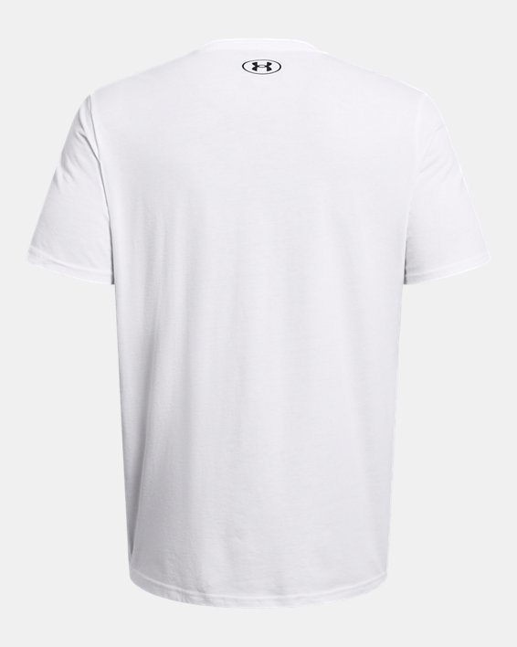 男士UA Colorblock Wordmark短袖T恤 in White image number 3